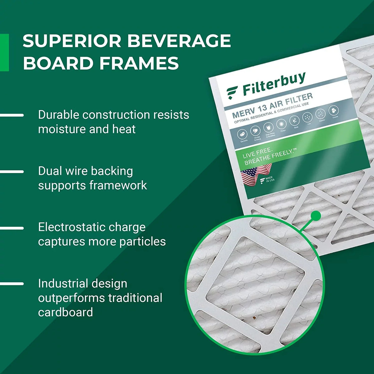 Filterbuy 20x32x1  13 Pleated   Furnace Air Filters (5-Pack)
