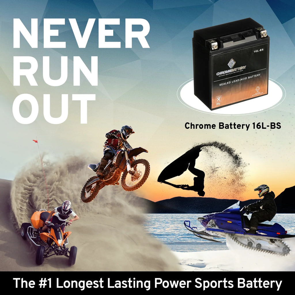 Chrome Battery - (16L- 12 Volt,14 Ah, 230 ) Jet Ski Battery for Yamaha Wave Runner 2005