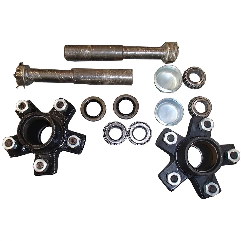 RAParts (2) Trailer Axle Kits 2,000 lbs 5 on 4.5" Bolt Pattern Idler Hubs Round Spindles