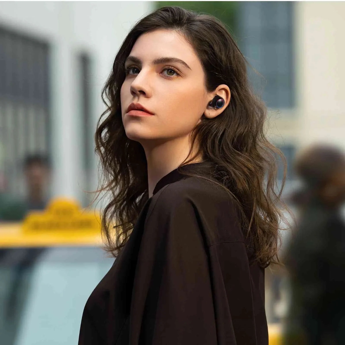 UrbanX True Wireless Bluetooth Earbuds + Charging Case, Black, Dual Connect,  Water Resistance, Bluetooth 5.2 Connection, Balanced, Bass Boost Compatible with Lenovo Yoga Smart Tab