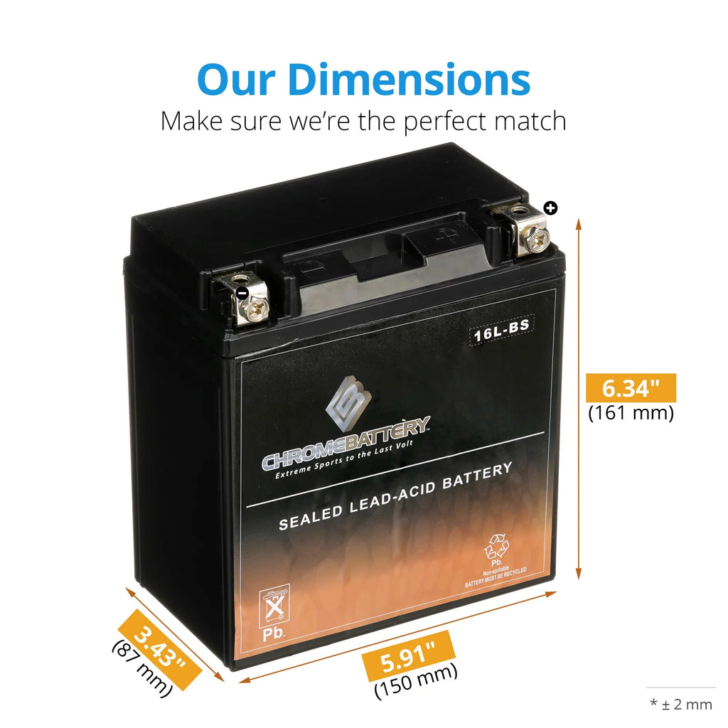 Chrome Battery - (16L- 12 Volt,14 Ah, 230 ) Jet Ski Battery for Yamaha Wave Runner 2005