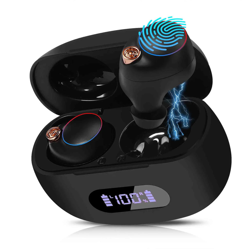 UrbanX True Wireless Bluetooth Earbuds + Charging Case, Black, Dual Connect,  Water Resistance, Bluetooth 5.2 Connection, Balanced, Bass Boost Compatible with Lenovo Yoga Smart Tab