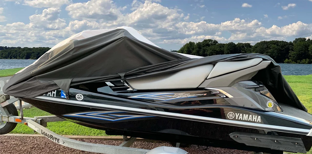 '-      Cover Compatible for Yamaha 2002-2005  140 / 2004-20011  / 2003-2004 Cruiser Trailerable Jet Ski  Cover Black/Grey