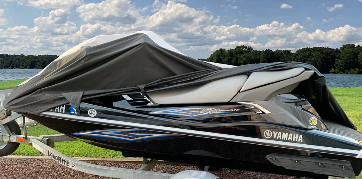 '-      Cover Compatible for Yamaha 2002-2005  140 / 2004-20011  / 2003-2004 Cruiser Trailerable Jet Ski  Cover Black/Grey