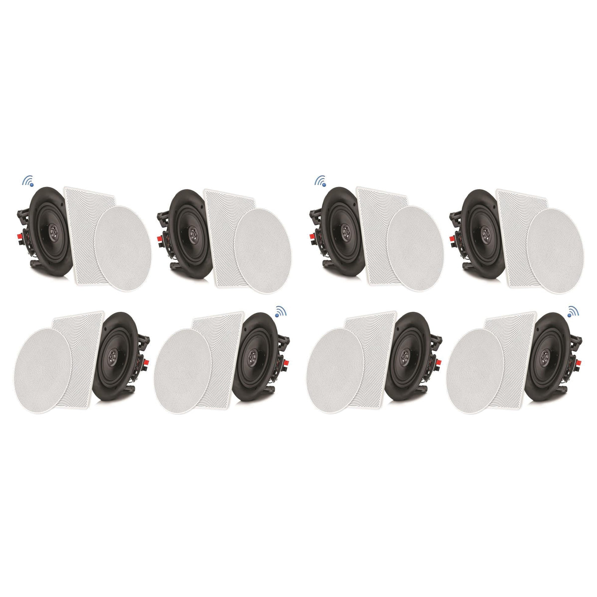 Pyle Audio 6.5 In 2 Way 200W Flush Mount Bluetooth Ceiling Wall Speakers (8 Pk)