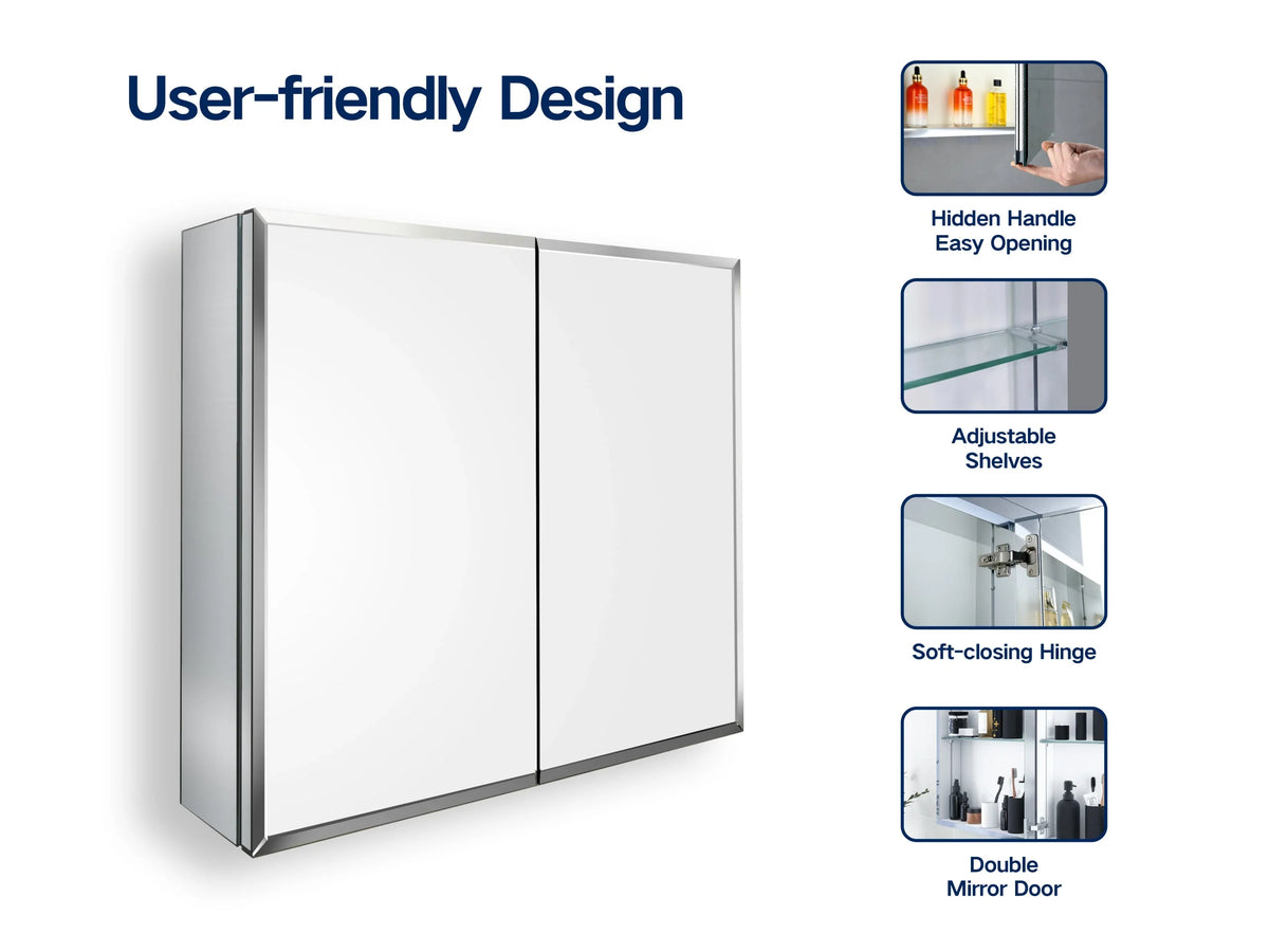Elegant Reflections Double Door Mirror Medicine Cabinet