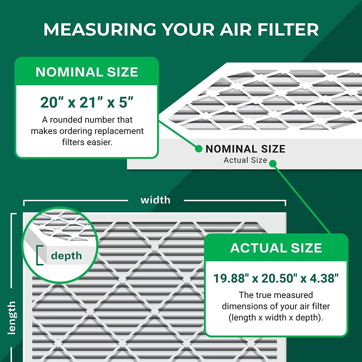 Filterbuy 20x21x5  11 Pleated   Furnace Air Filters for Lennox  / -23 (2-Pack)